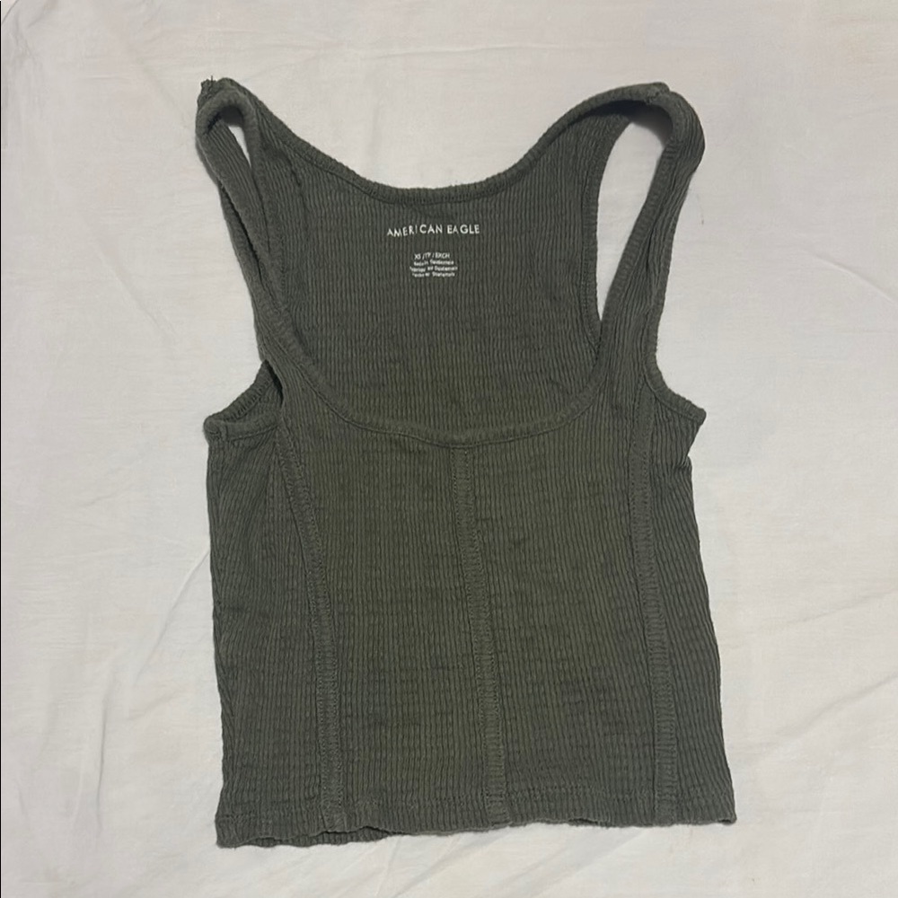 American Eagle Olive Green Ribbed Tank Top